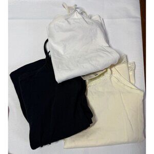 Set of 3 Cami's Tank Tops Womens Small Black, White, Cream Adjustable Straps
